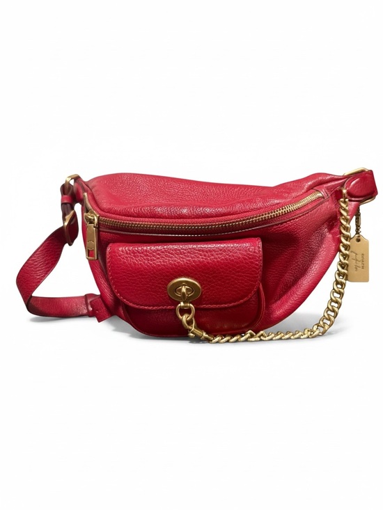 Coach Handbags - Coach x Jennifer Lopez Red Pebble Leather Belt Bag / Crossbody with Turnlock